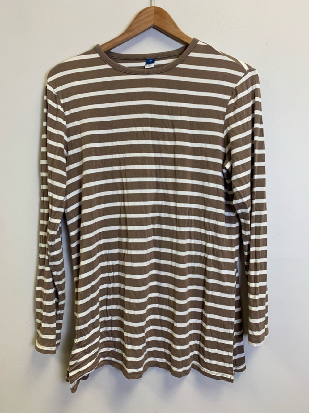 Old Navy Brown & White Striped Long-Sleeve Crewneck